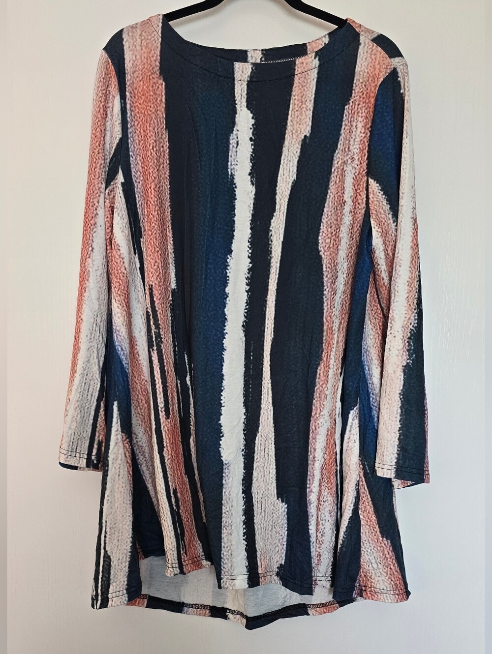 (Plus Size) - Light Artsy Pixel Watercolour Striped Pattern Dress